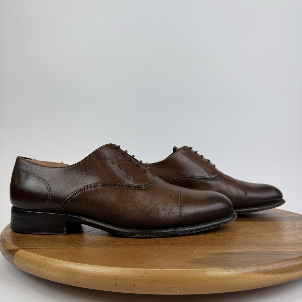 Mens Lanvin Italy Brown Leather Cap Toe Brogue Dress Shoes Oxfords‎ Size 8 D GUC